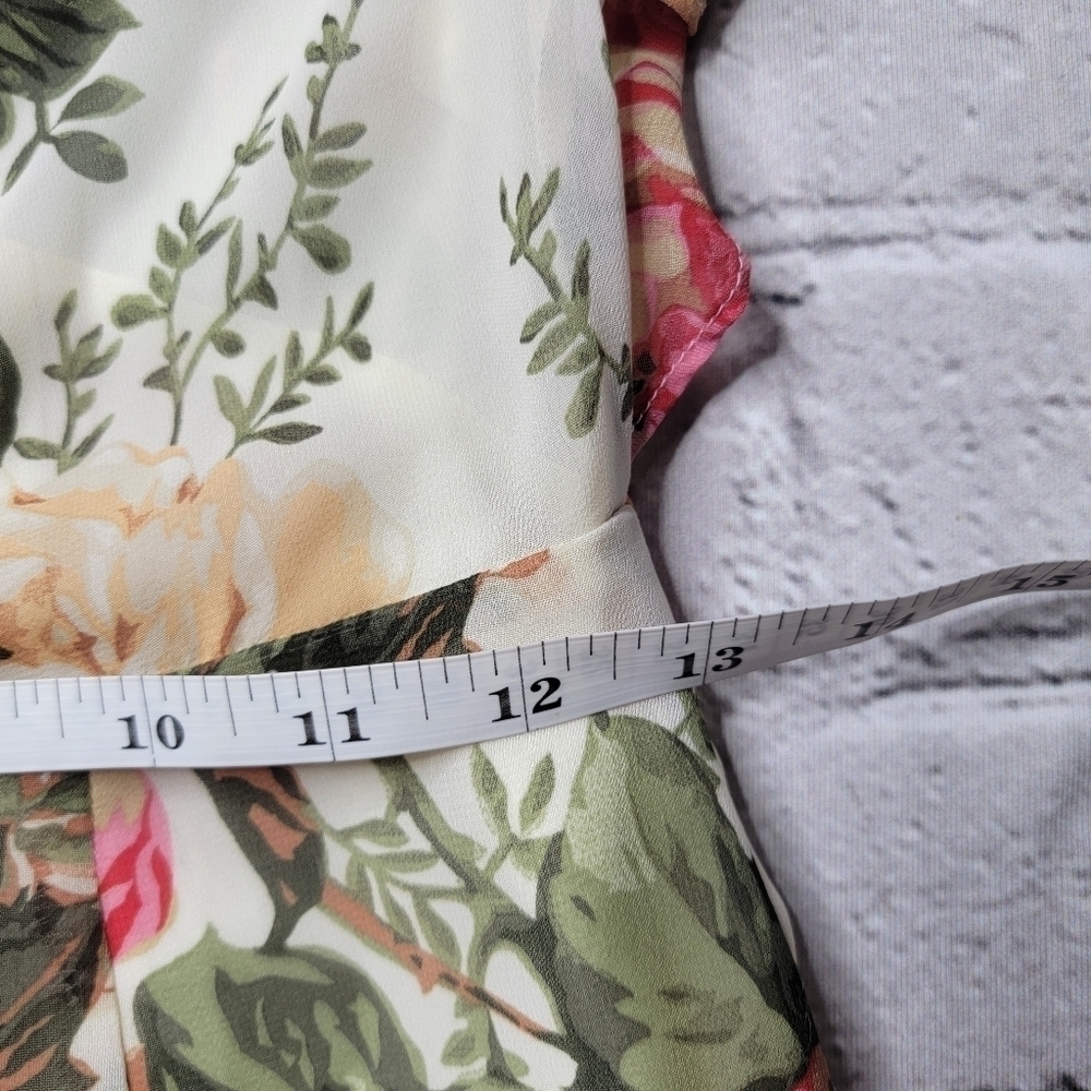 Divine Heritage Twist Back Midi Dress In Ivory Peach Pink Floral Print Size S‎ - Picture 12 of 14
